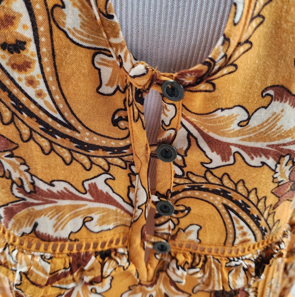 Spell Designs Etienne Maxi Dress Mustard Boho Festival Cottagecore Size L - Picture 3 of 16